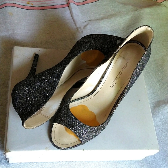 Caparros silver sparkley Peep Toe Pumps - Picture 2 of 6